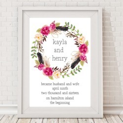 Personalised Floral Wedding Print