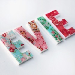 Personalised girl's name letters in turquoise/red/pink