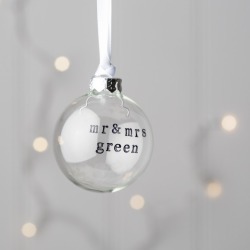 Personalised Mr And Mrs Glass Christmas Bauble
