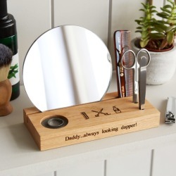 Personalised Men's Grooming Station In Solid Oak