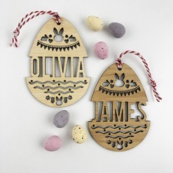 Personalised Easter bamboo name decoration