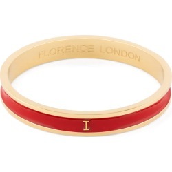 Florence London - Initial I Bangle 18Ct Gold Plated With Red Enamel