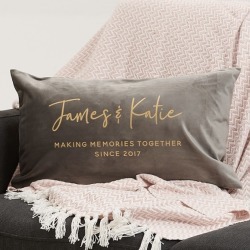 Personalised couple's velvet cushion