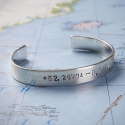 Personalised Silver Location Bangle