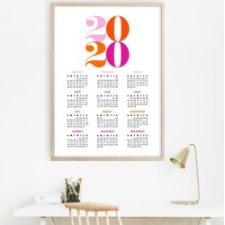 Numerical 2020 calendar unframed print (more colours)