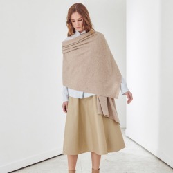 Oversized Cashmere Travel Wrap in Wheat