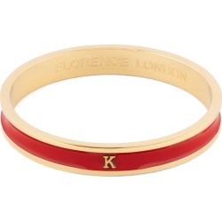 Florence London - Initial K Bangle 18Ct Gold Plated With Red Enamel