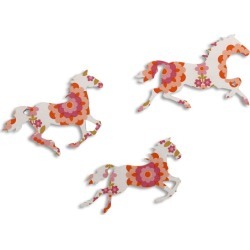 Orange Flower Print Galloping Horses