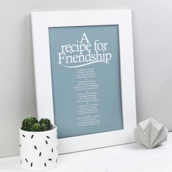 Recipe for friendship personalised poem print
