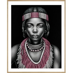 Tribal Girl with Lip Ring. Framed Print
