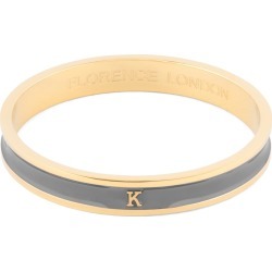 Florence London - Initial K Bangle 18Ct Gold Plated With Grey Enamel