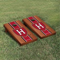 Harvard Crimson Cornhole Game Set Rosewood Stained Stripe