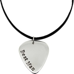 Best Man Guitar pick sterling silver personalised pendant