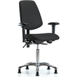 Ecom Seating Vinyl Chair Chrome - Medium Bench Height & Back, Stationary Glides In Black Trailblazer Vinyl (Vmbch-Mb-Cr-T1-A1-Nf found on Bargain Bro from CleanItSupply.com for USD $285.54