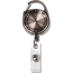 Cosco Carabiner-Style Badge Reel, Retractable Cord, Pewter, Each (Csc075031)