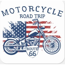 Motorcycle Road Trip Route 66 USA Flag