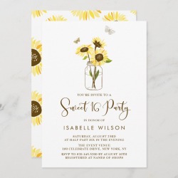 Sunflowers on Mason Jar Summer Sweet Sixteen Party Invitation found on Bargain Bro Philippines from Zazzle for $2.51