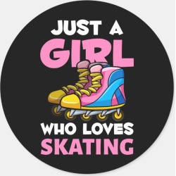 Inline Skater Girl Retro Inline Skates Lover Classic Round Sticker