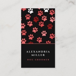 Black White & Pink Dog Paw Prints | Dog Grooming