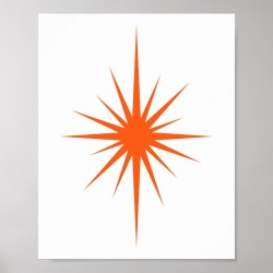 Orange Atomic Starburst Mid Century Modern Decor
