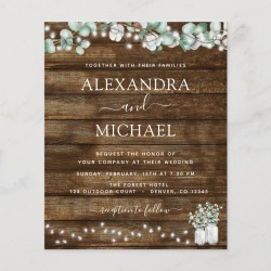 Budget Eucalyptus Rustic Wedding Invitations found on Bargain Bro Philippines from Zazzle for $0.50