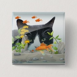 Cat Peering in Fish Tank
