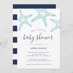Aqua Starfish Baby Shower Invitation found on Bargain Bro from Zazzle for USD $1.91