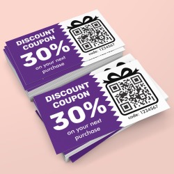Digital Discount Coupon With QR Code Logo Purple