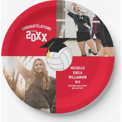 Volleyball Graduation Sports Red 8 paper plates found on Bargain Bro Philippines from Zazzle for $17.20