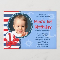 Crab Themed Birthday Party Invitation found on Bargain Bro Philippines from Zazzle for $2.66