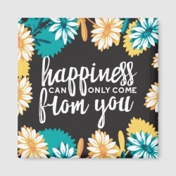 Happiness Quotes with Daisy Flower Pattern Magnet