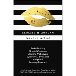 Gold Lips with Black White Stripes - Makeup Artist 25 flyers. found on MODAPINS