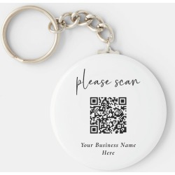 Simple Modern QR Code with Business Name Keychain, Adult Unisex, Size: 2.25", Pale Blue