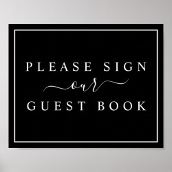 Black and White Minimalist Wedding Guest Book Sign found on Bargain Bro from Zazzle for USD $7.30