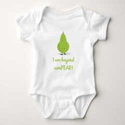 Pear Fruit Food Pun Cute Positive Cartoon Baby Bodysuit, Infant Unisex, Size: 6 Month, White found on Bargain Bro from Zazzle for USD $13.79