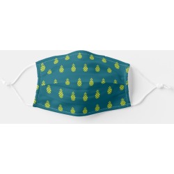 Cute Yellow Pineapple Blue Funky Hipster Unique Adult Cloth Face Mask, Adult Unisex, Size: Large, Lime Green / Aquamarine / Medi