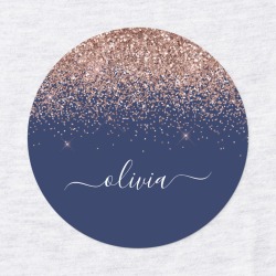 Navy Blue Rose Gold Blush Pink Glitter Monogram Labels found on Bargain Bro from Zazzle for USD $18.43