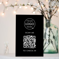 QR Code Check-In Black Business Logo Contactless Foam Board