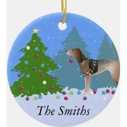 American English Coonhound Decorating Christmas Tr