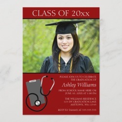 Graduation Cards - Medical Nursing School Red Photo Graduation Card