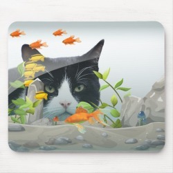Custom Photo Cat Peering in Fish Tank