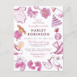 Baby Girl | Pink Watercolor Toys Baby Shower