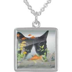 Cat Peering in Fish Tank