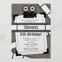 Movie Camera Film and Photo Birthday Party Invite found on Bargain Bro from Zazzle for USD $3.34