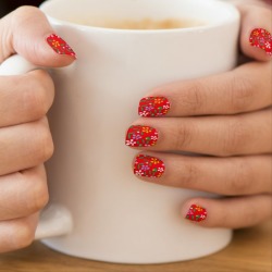 Pretty Japanese Red Floral Minx Nail Art found on MODAPINS