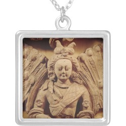 Buddha Sakyamuni, from Tumshuq 6th-7th century Silver Plated Necklace, Women's, Size: Large, Burly Wood / Rosy Brown / Sea Shell found on Bargain Bro from Zazzle for USD $27.66