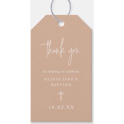 Blush Modern Script Minimalist Baptism Thank You Gift Tags found on Bargain Bro from Zazzle for USD $8.28