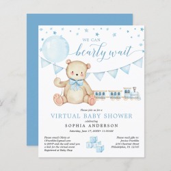 Budget Teddy Bear Virtual Baby Shower Invitation