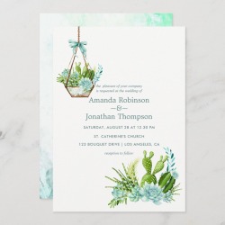 Watercolor Glass Terrarium Succulents Wedding Invitation found on Bargain Bro from Zazzle for USD $1.91