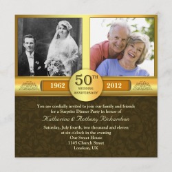 fancy golden 50 anniversary photo invitations found on Bargain Bro Philippines from Zazzle for $2.46